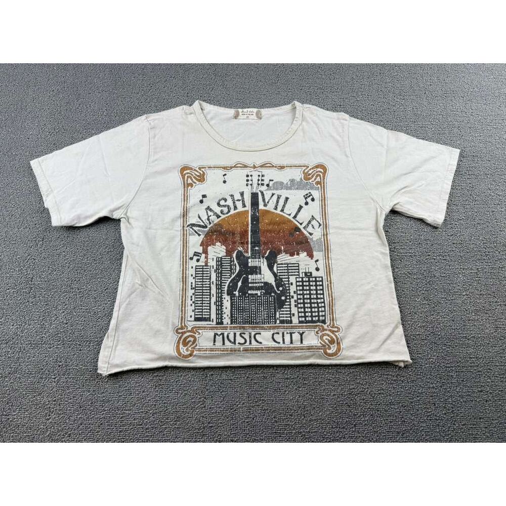 Altar'd State Crop T Shirt Women XS White Nashville Music City Graphic USA‎ Made